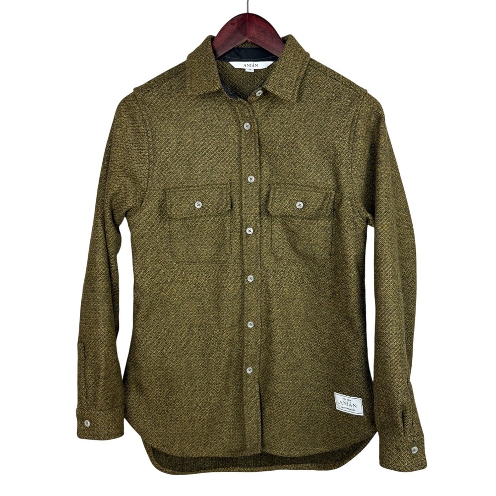 ANIAN Modern Melton Recycled Wool Shirt Jacket Olive Green Womens Small Canada